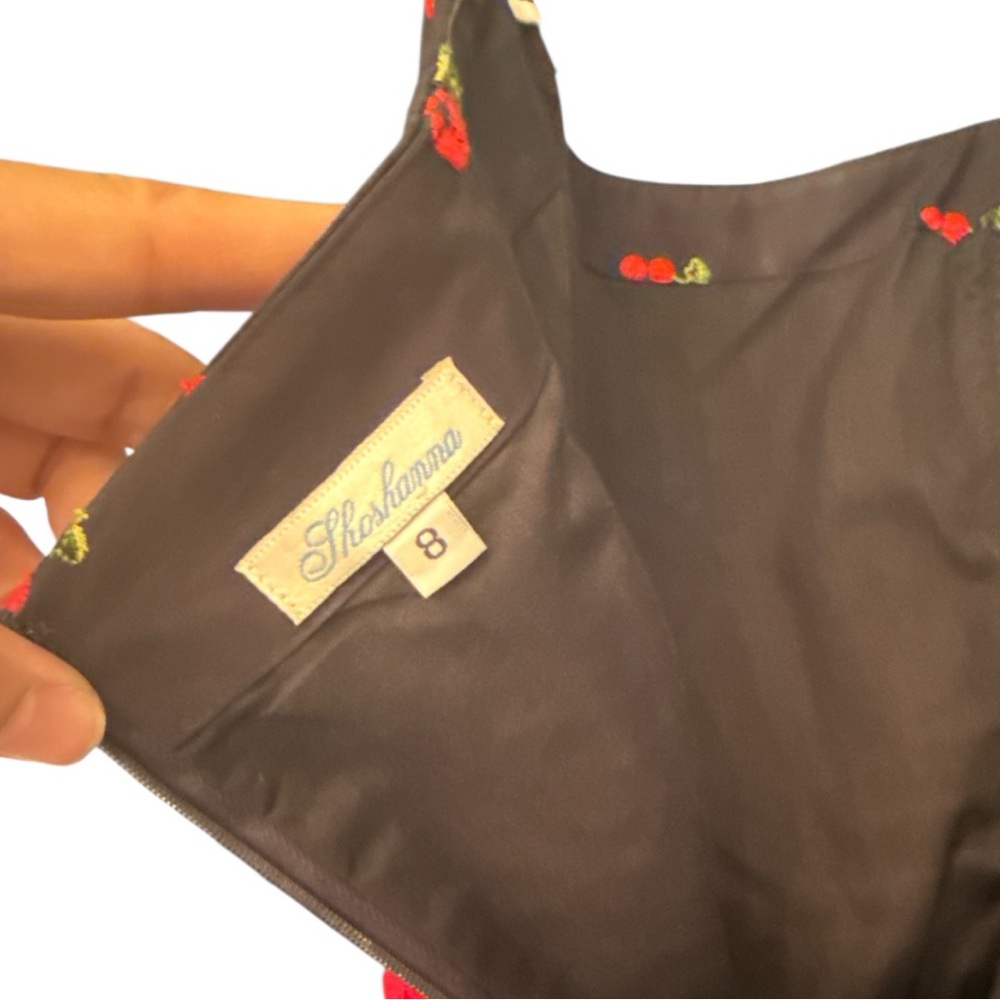 Shoshanna strapless minidress black w/cherries size 8 EUC VS-3 - Picture 3 of 4